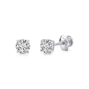 Tilo Jewelry 14K White Gold .50 Carat Solitaire Round Diamond Stud Post Earrings with Secure Screw-backs | 4.1mm | Lab Grown Diamond Earrings | Women, Men, Unisex
