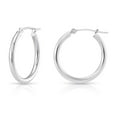 thumbnail image 1 of Tilo Jewelry 14K White Gold Classic Polished Round Gold Hoop Earrings (20mm) for Women & Unisex, 1 of 9