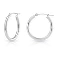 thumbnail image 1 of Tilo Jewelry 14K White Gold Classic Polished Round Gold Hoop Earrings (22mm) for Women & Unisex, 1 of 10