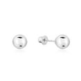 thumbnail image 1 of Tilo Jewelry 14K White Gold Polished Ball Stud Post Earrings with Secure Screw-backs | 5mm | Classic Everyday Earrings | Women, Men & Unisex, 1 of 9