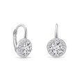 thumbnail image 1 of Tilo Jewelry 14K White Gold Round Halo Drop Earrings with Cubic Zirconia CZ Stones | Secure Leaver-Backs | Fancy Earrings for Women & Unisex, 1 of 5