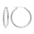 thumbnail image 1 of Tilo Jewelry 14K White Gold Round Hoop Earrings with Diamond-Cut Engraving for Women & Unisex | 25mm - 1 Inch, 1 of 8