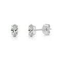 thumbnail image 1 of Tilo Jewelry 14K White Gold Solitaire Oval CZ Stud Post Earrings with Secure Push-backs | 5 x 3 mm | Classic Everyday Earrings | Women, Men & Unisex, 1 of 9