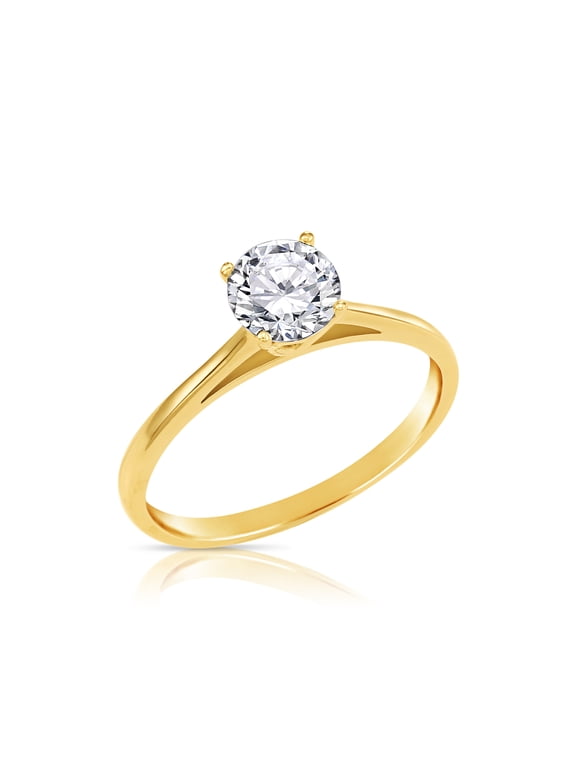 14K Yellow Gold 1 Carat Solitaire Round Brilliant Engagement Wedding Ring | Size 6 | Classic Engagement Ring for Women