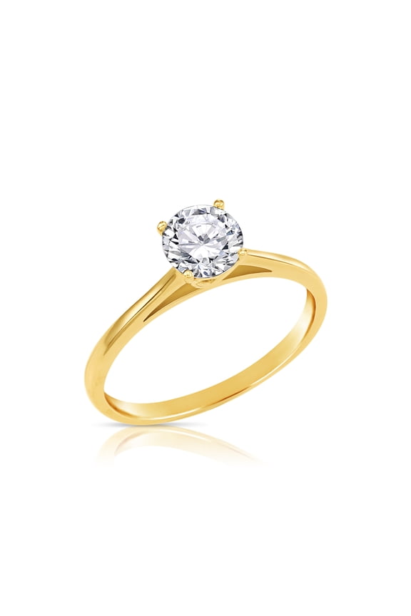 14K Yellow Gold 1 Carat Solitaire Round Brilliant Engagement Wedding Ring | Size 7 | Classic Engagement Ring for Women
