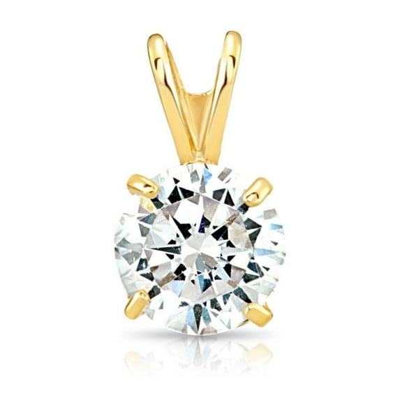 Tilo Jewelry 14K Yellow Gold .25 Carat Solitaire Round Brilliant CZ Pendant Charm | 4mm | Classic Everyday Pendant for Women & Unisex Necklace