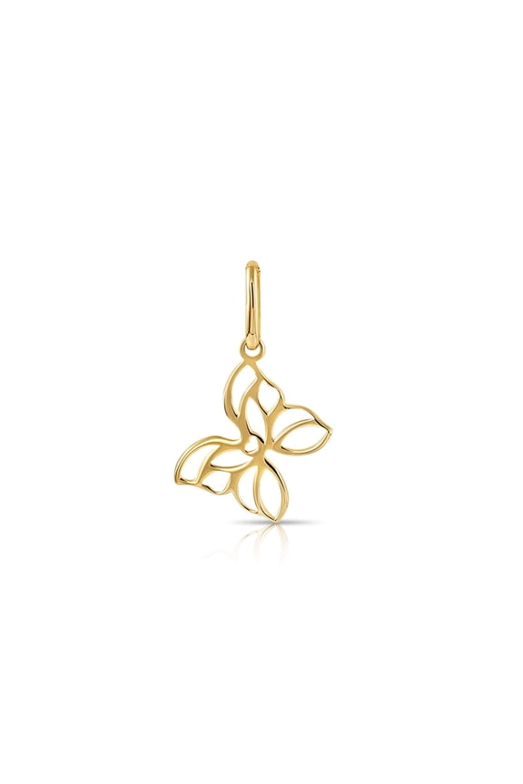 14K Yellow Gold Butterfly Openwork Pendant Charm for Women & Unisex Necklace