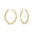 thumbnail image 1 of Tilo Jewelry 14K Yellow Gold Chunky Square Tube Hoop Earrings with Diamond-Cut Engraving for Womens & Unisex | 30mm, 1 of 11