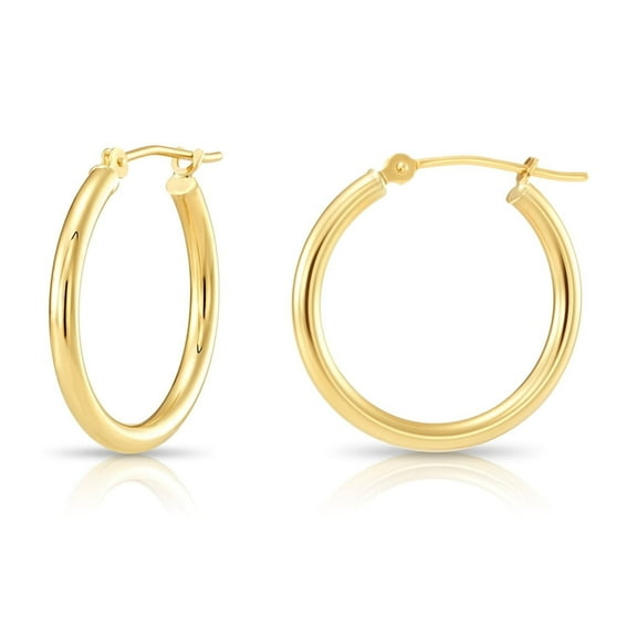 Tilo Jewelry 14K Yellow Gold Classic Polished Round Gold Hoop Earrings (22mm) for Women & Unisex