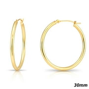 Tilo Jewelry 14K Yellow Gold Classic Polished Round Gold Hoop Earrings 30mm for Women & Unisex