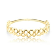 TILO JEWELRY 14K Yellow Gold Dainty Heart Link Style Band Ring | Size 5 | Minimalist Everyday Ring | Women & Unisex
