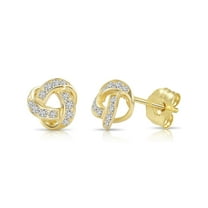 Tilo Jewelry 14K Yellow Gold Dainty Love Knot Stud Earrings with Cubic Zirconia CZ Stones | Secure Push-Backs | Classic Everyday Earrings for Women & Unisex