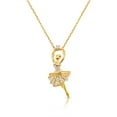 thumbnail image 1 of Tilo Jewelry 14K Yellow Gold Dainty Prima Ballerina Pendant Necklace with Cubic Zirconia CZ Stones for Women & Unisex | 18 Inch Cable Chain, 1 of 10