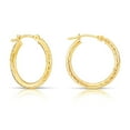 thumbnail image 1 of Tilo Jewelry 14K Yellow Gold Diamond-Cut Engraved Round Hoop Earrings (18mm) for Women & Unisex, 1 of 8