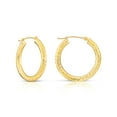 thumbnail image 1 of Tilo Jewelry 14K Yellow Gold Diamond-Cut Engraved Round Hoop Earrings (25mm - 1 Inch) for Women & Unisex, 1 of 8