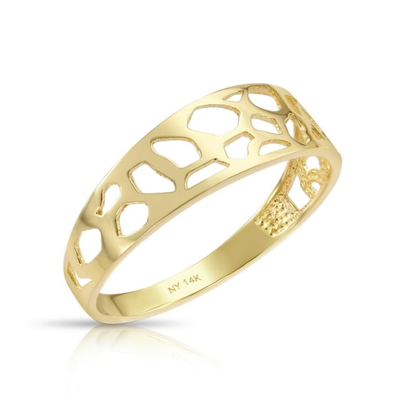 Tilo Jewelry 14K Yellow Gold Drizzle Openwork Style Wedding Band Ring | Size 6 | Minimalist Everyday Ring for Women & Unisex