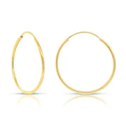 Tilo Jewelry 14K Yellow Gold Endless Hoop Earrings, 1mm Tube 20mm Women, Men, Unisex
