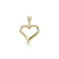thumbnail image 1 of Tilo Jewelry 14K Yellow Gold Dainty Open Heart Pendant Charm with Diamond-Cut Engraving for Women & Unisex Necklace, 1 of 5