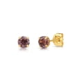 thumbnail image 1 of Tilo Jewelry 14K Yellow Gold Pink Round Stud Post Earrings with Cubic Zirconia CZ Birthstone | June-Alexandrite | Women, Men, Unisex, 1 of 11