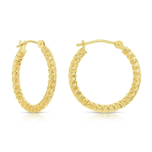 Tilo Jewelry 14K Yellow Gold Round Twist Hoops for Women & Unisex | 18mm | Everyday Hoops