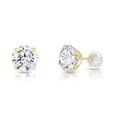 thumbnail image 1 of Tilo Jewelry 14K Yellow Gold Solitaire Round CZ Stud Post Earrings with Comfortable Silicone-backs | 8mm | Classic Everyday Earrings | Women, Men, Unisex, 1 of 9