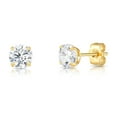 thumbnail image 1 of Tilo Jewelry 14K Yellow Gold Solitaire Round CZ Stud Post Earrings with Secure Push-backs | 5mm | Classic Everyday Earrings | Women, Men, Unisex, 1 of 11