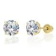 thumbnail image 1 of Tilo Jewelry 14K Yellow Gold Solitaire Round CZ Stud Post Earrings with Secure Screw-backs | 6mm | Classic Everyday Earrings | Women, Men, Unisex, 1 of 10