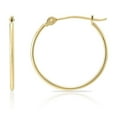 thumbnail image 1 of Tilo Jewelry 14K Yellow Gold Thin Hoop Earrings, 1mm Tube, 10mm (Women, Men, Unisex), 1 of 10