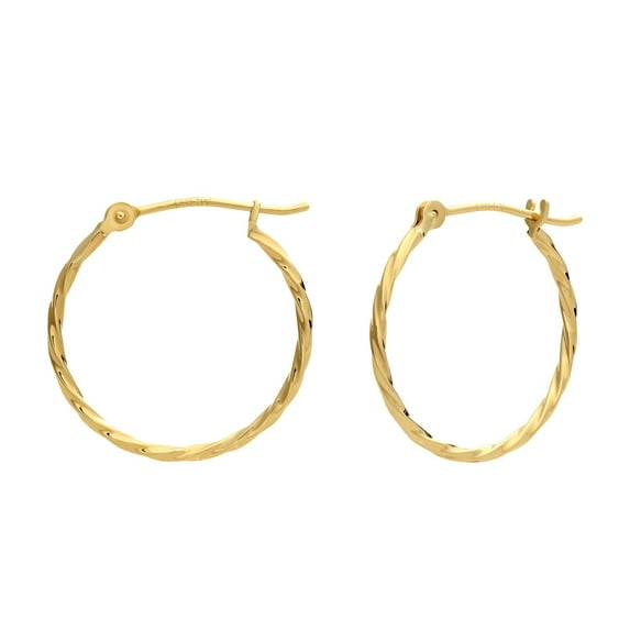 Tilo Jewelry 14K Yellow Gold Thin Hoop Earrings, 1mm Tube, 10mm (Women, Men, Unisex)