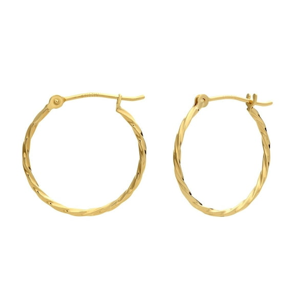 Tilo Jewelry 14K Yellow Gold Thin Hoop Earrings, 1mm Tube, 12mm (Women, Men, Unisex)