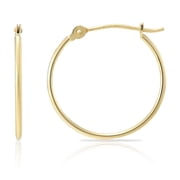 Tilo Jewelry 14K Yellow Gold Thin Hoop Earrings, 1mm Tube, 14mm Women, Men, Unisex