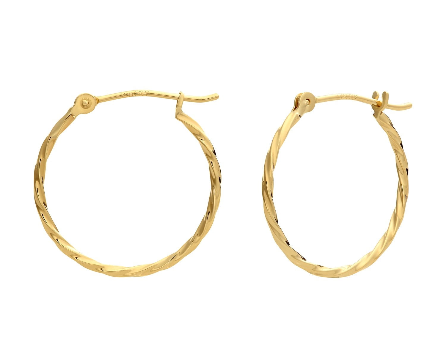 Tilo Jewelry 14K Yellow Gold Thin Hoop Earrings, 1mm Tube, 18mm (Women, Men, Unisex)