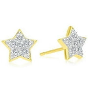 TILO JEWELRY 14k Gold and Diamond Star Stud Earrings with Secure Push Backs | .15 ctw | Everyday Earrings for Women, Men & Unisex