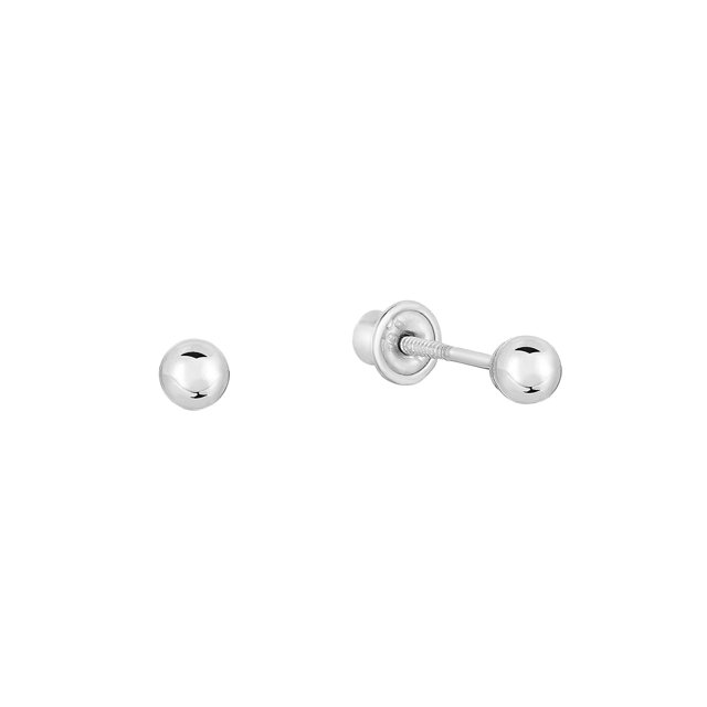 Tilo Jewelry 14k White Gold Polished Ball Stud Earrings with Secure
