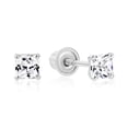 thumbnail image 1 of Tilo Jewelry 14k White Gold Princess Cut Square CZ Stud Post Earrings With Screw-Backs (3MM) - Women, Men, Unisex, 1 of 4