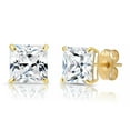 thumbnail image 1 of Tilo Jewelry 14k Yellow Gold Princess Cut Square CZ Stud Post Earrings with Secure Push-Backs (6MM) - Women, Men, Unisex, 1 of 6