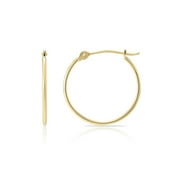 Tilo Jewelry 14k Yellow Gold Thin Round Hoop Earrings (10mm) Women, Girls