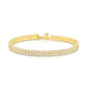 Tilo Jewelry .925 Gold Over Silver Tennis Bracelet with Double Row Design  | Adjustable 7 inches to 8 Inches | Woman's, Men's, Unisex