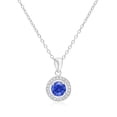 thumbnail image 1 of Tilo Jewelry 925 Sterling Silver CZ Halo Birthstone Blue Pendant Necklace 18 Inch | September-Sapphire | Women & Unisex, 1 of 8