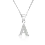 Tilo Jewelry 925 Sterling Silver CZ Initial Letter "A" Pendant Necklace for Women, Girls, Unisex - 16 Inch