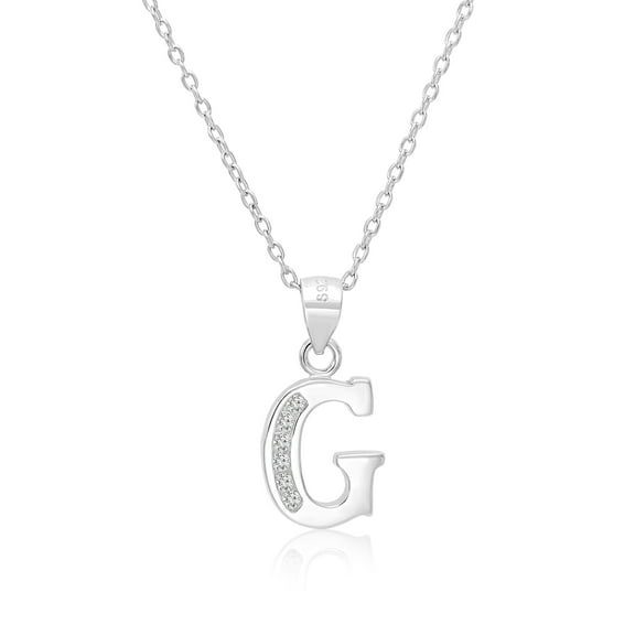 Tilo Jewelry 925 Sterling Silver CZ Initial Letter "G" Pendant Necklace for Women, Men & Unisex - 18 Inch
