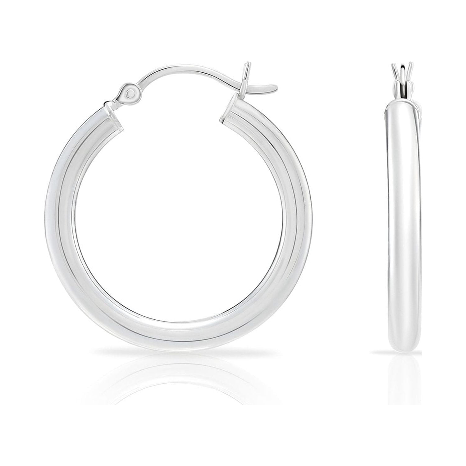 Black Flashed Sterling Silver 2mm High Polished Round Hoop Earrings Black Flashed Sterling Silver 2mm High Polished Round Hoop Earrings
