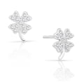 thumbnail image 1 of Tilo Jewelry 925 Sterling Silver Clover Design Stud Earrings with Cubic Zirconia CZ Stones for Women & Unisex, 1 of 7