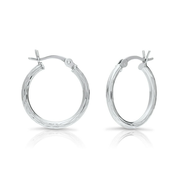 Tilo Jewelry 925 Sterling Silver Hand Engraved Round Hoop Earrings | 30mm | Women & Unisex