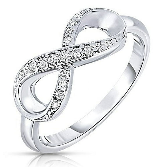 Tilo Jewelry 925 Sterling Silver Infinity Loop Ring with Cubic Zirconia CZ Stones | Size 7 | Women & Unisex