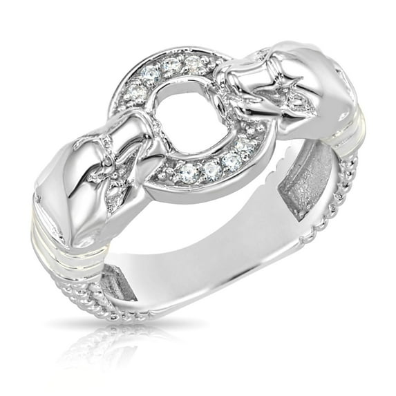 Tilo Jewelry Solid 925 Sterling Silver Jaguar Panther Statement Cocktail Ring with Cubic Zirconia CZ Stones | Size 9 | Statement Ring for Men & Women