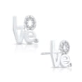 thumbnail image 1 of Tilo Jewelry 925 Sterling Silver "LOVE" Stud Earrings with Cubic Zirconia CZ Stones | Secure Push-Backs | Women, Men, Unisex, 1 of 7