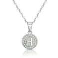 thumbnail image 1 of Tilo Jewelry .925 Sterling Silver Letter "H" Round Pendant Necklace with Cubic Zirconia CZ Stones | 16 Inch | Women & Unisex, 1 of 3