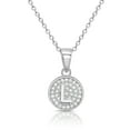 thumbnail image 1 of Tilo Jewelry .925 Sterling Silver Letter "L" Round Pendant Necklace with Cubic Zirconia CZ Stones | 16 Inch | Women & Unisex, 1 of 3