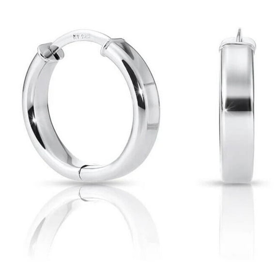 Tilo Jewelry Solid 925 Sterling Silver Shiny Round Plain Huggie Hoop Earrings | 18mm Small | Dainty Everyday Earrings for Women, Men, Unisex